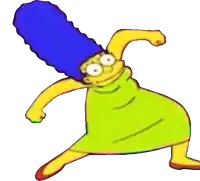 a cartoon character with a blue hair and a green dress is dancing