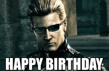 a picture of a man with sunglasses and the words happy birthday