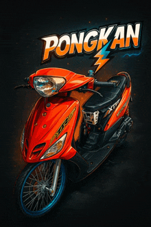 a red scooter with the word pongkan on the front