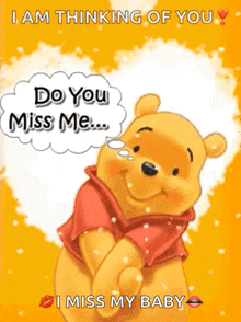 a cartoon of winnie the pooh saying " i am thinking of you "