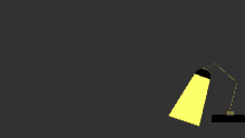a cartoon drawing of a desk lamp with a yellow light coming out of it