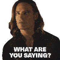 a man with long hair has a sticker on his face that says what are you saying