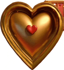 Gold Heart Gold Heart W Tiny Red Heart GIF