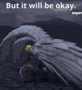 a cartoon of a person with wings and the words but it will be okay