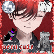 a picture of a boy with red hair and the words very cute on it