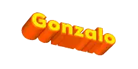 a 3d rendering of the name gonzalo in orange and yellow letters