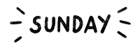a black and white drawing of the word sunday on a white background .