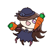 a cartoon horse is holding two carrots in its hands