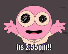 a cartoon character with a surprised look on his face says its 2:55 pm