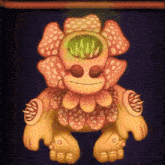 a cartoon drawing of a monster with a flower head