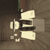 a roblox character wearing a hat and a plaid jacket