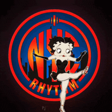 betty boop dancing in a circle with the word rhythm