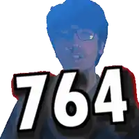 a pixelated image of a man with the number 764 behind him