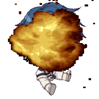 a pixel art drawing of a person with a cookie in front of them