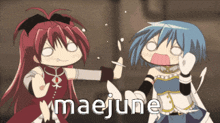 maejune is written on a cartoon character 's face