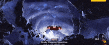 a screenshot of a video game with the words finally prepping hyperdrive