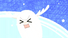 a cartoon drawing of a deer with an angry expression on its face
