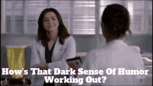 Greys Anatomy Amelia Shepherd GIF - Greys Anatomy Amelia Shepherd Hows That Dark Sense Of Humor Working Out GIFs