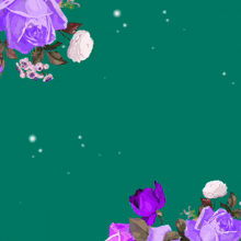 a green background with purple and white flowers and the words " i 'm waiting for you "