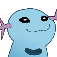 a blue and purple cartoon character with a big mouth