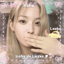 a picture of a girl with the name iroha de lazko on the bottom