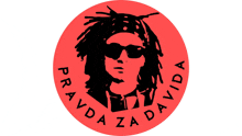 a red circle with a picture of a man in sunglasses and the words pravdaza da vida