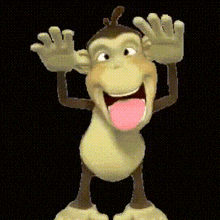a cartoon monkey with its tongue hanging out is waving