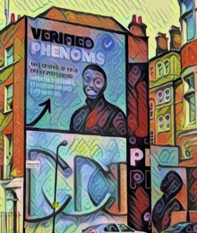 a painting of a building with a sign that says verified phenoms