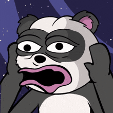 a cartoon of a panda bear with a surprised look on its face