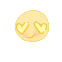 a yellow smiley face with heart shaped eyes