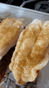 a close up of a piece of food on a pan