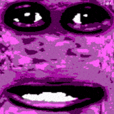 a close up of a purple face with luma written on the bottom right