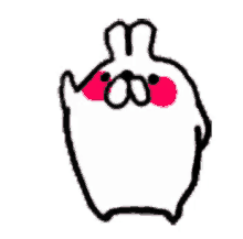 a black and white drawing of a rabbit with pink spots on its face and a star .