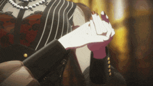 a woman covering her face with her hands in a cartoon