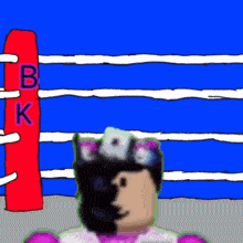 a cartoon of a person in a boxing ring with the letter b on the ropes