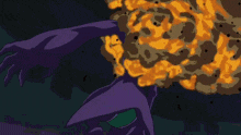 a close up of a yellow cartoon character 's face with red eyes