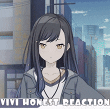 a picture of a girl with the words vivi honest reaction