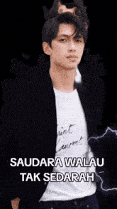 a picture of a man with lightning behind him and the words saudara mulai tak sedarah
