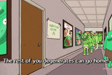 a hallway with a sign that says " audition room a "