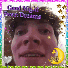a picture of a woman with the words good night sweet dreams written on it
