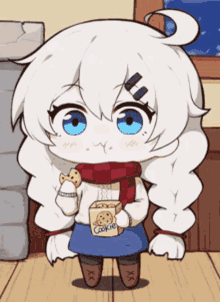 cute eating cookies anime chewing