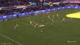 a soccer game is being played and the score is 1 to 1