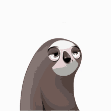 a cartoon sloth with hearts coming out of its head
