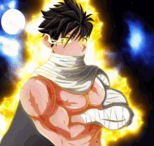 a drawing of a man with a scarf around his neck and his arms crossed