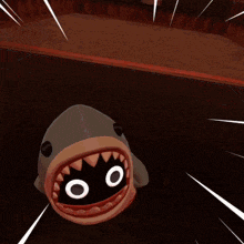 a cartoon of a shark with a black mask on its face