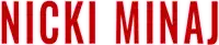the name nicki minaj is written in red letters on a white background
