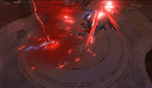 a red lightning bolt is coming out of a red object