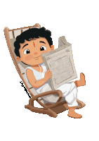 a cartoon drawing of a boy reading a newspaper with a caption that says ' @anitaradhes ' on it