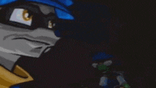 two cartoon characters , a raccoon and a frog , are talking to each other .