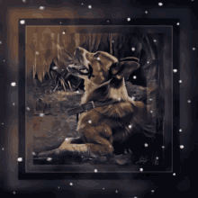 a painting of a dog with the name j.b. on the bottom right